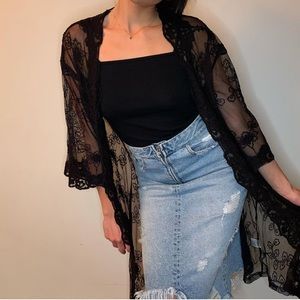 Black boutique lace duster